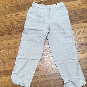 Calvin Klein Collection Soft linen  tan / bone Ankle Pants